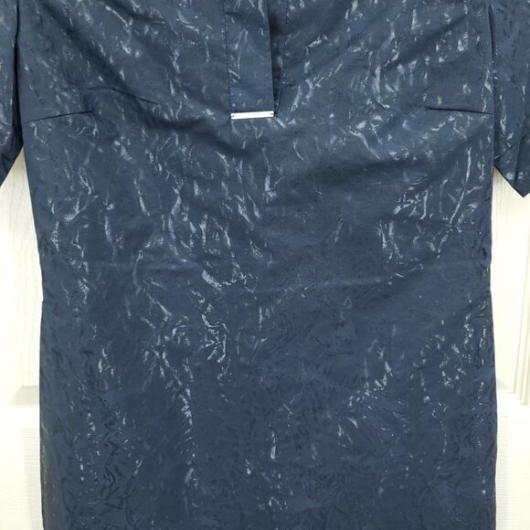 VTG 90s Exte Jeans Coated Woven Collared Mini Dress 28/42/US 6 Navy Blue - Picture 7 of 16